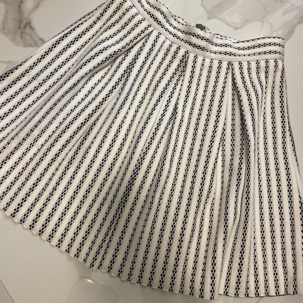 Unique White and Black Pleated Skirt